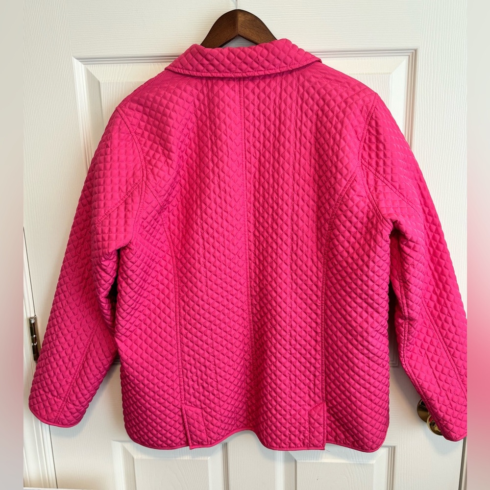 CASUAL IDENTITY PINK QUILTED SNAP FRONT LINED MID LENGTH CLASIC JACkET. SZ XL - Picture 3 of 12